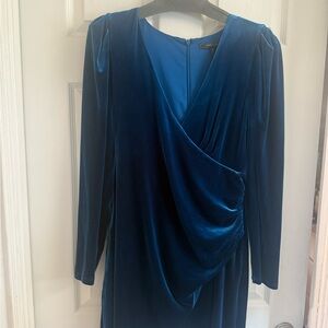 BCBGMaxAzria Deep Blue Velvet Long Sleeve Dress